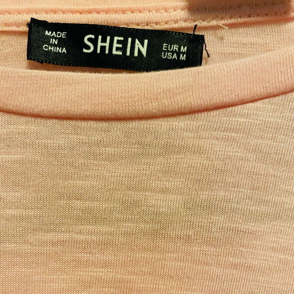 Shein Pink Pom Pom Trimmed Sleeve Tee Shirt - Picture 8 of 15